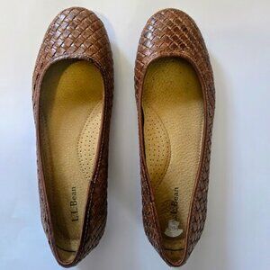 L.L. Bean brown woven leather flats NWOT Womens 8M